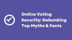 A vibrant, futuristic graphic depicting a digital shield protecting a ballot box and a voting screen, with various cyber threat icons (like locks and malware symbols) being deflected, illustrating the robust security measures in place for online voting.