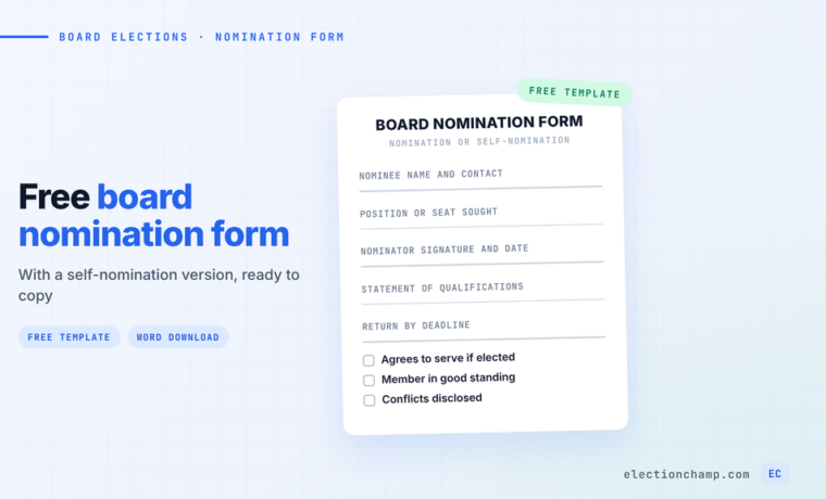 Board Nomination Form Template (Free and Editable)
