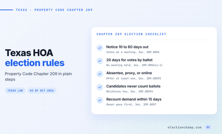 Texas HOA Election Rules: Property Code Chapter 209